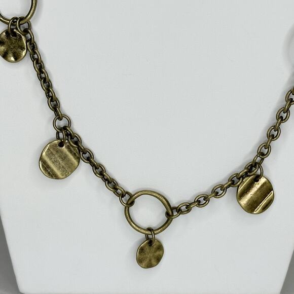 Premier Designs Hammered Metal Gold Tone Long Necklace - Picture 6 of 12